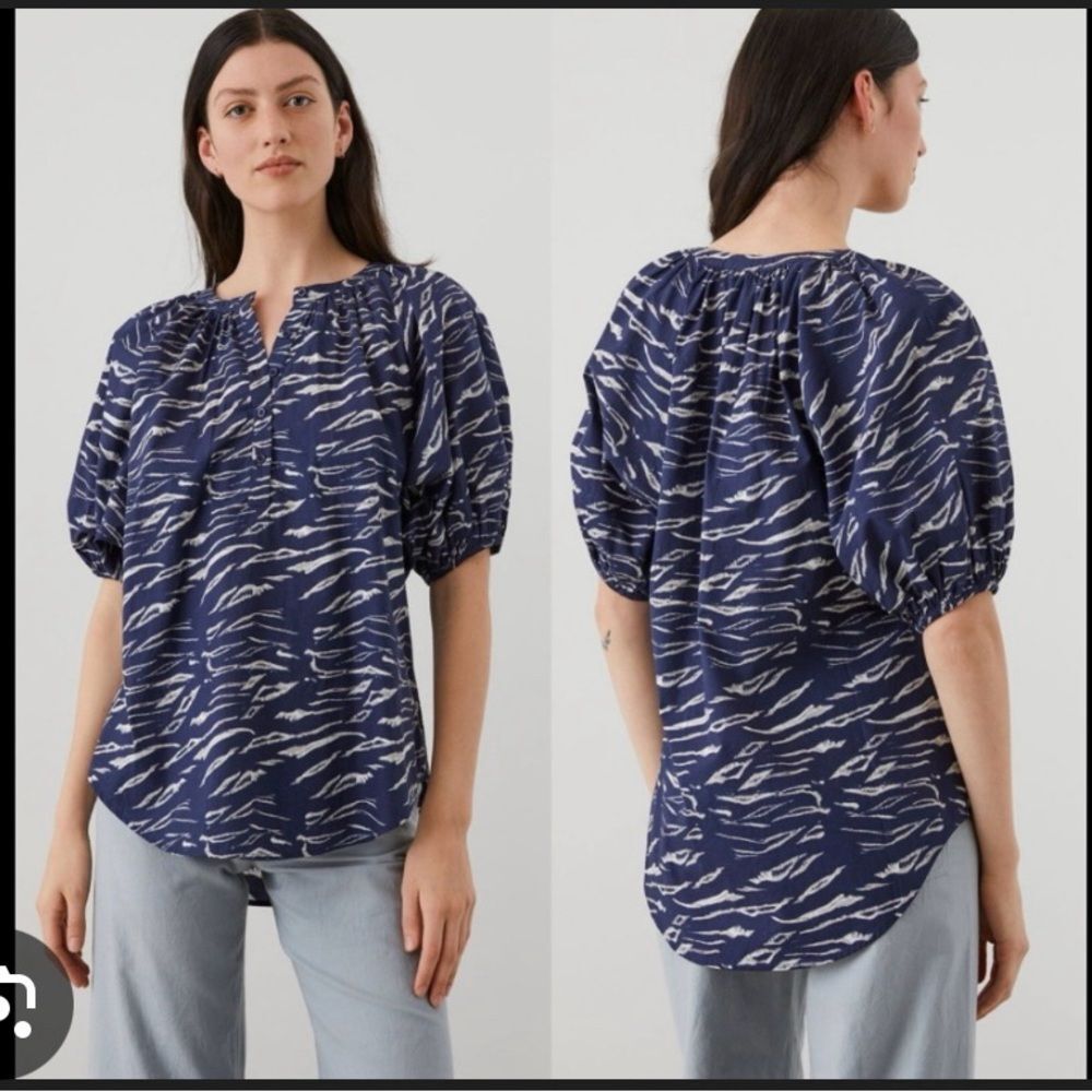 Apiece Apart Rosa Poplin Organic Cotton puff sleeve Top Sz L